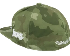 Los Angeles Lakers Tonal Camo Stretch Green Camo Fitted - Mitchell & Ness