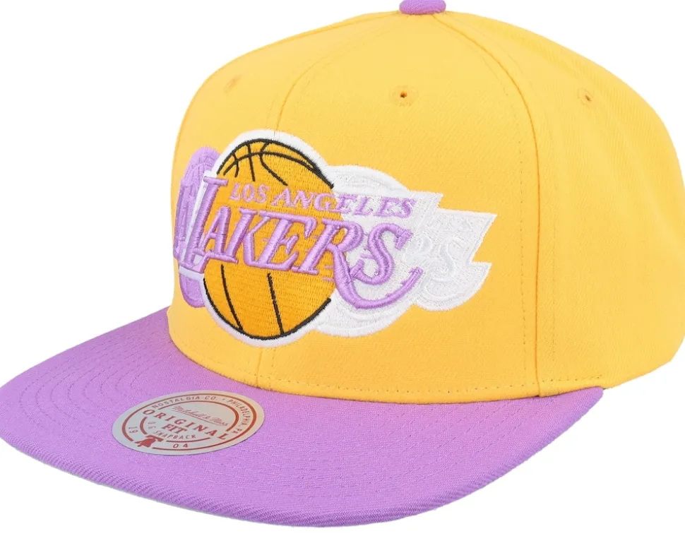 Los Angeles Lakers Triple Up Gold/Purple Snapback - Mitchell & Ness