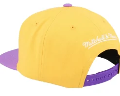 Los Angeles Lakers Triple Up Gold/Purple Snapback - Mitchell & Ness