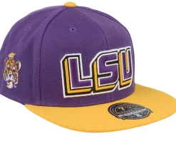 Louisiana State Tigers Core Side Purple Fitted - Mitchell & Ness
