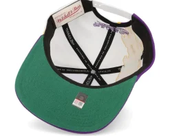 Louisiana State Tigers Paintbrush White/Purple Snapback - Mitchell & Ness