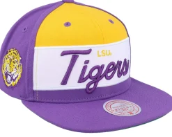 Louisiana State Tigers Retro V Purple Snapback - Mitchell & Ness