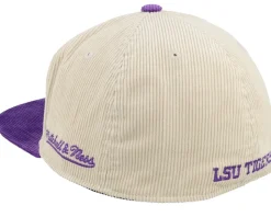 Louisiana State Tigers Team Cord Off White/Purple Fitted - Mitchell & Ness