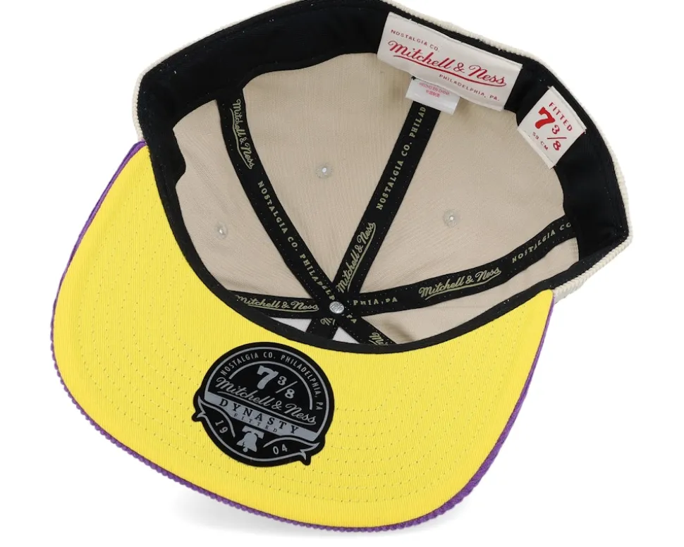 Louisiana State Tigers Team Cord Off White/Purple Fitted - Mitchell & Ness