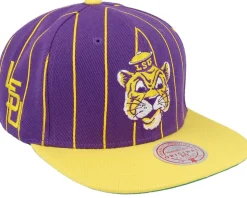 Louisiana State Tigers Team Pin Purple/Yellow Snapback - Mitchell & Ness