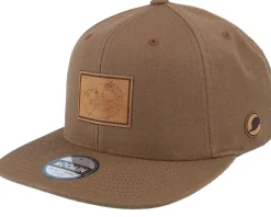 Lovers Engraved Patch Tan Brown Snapback - Moomin
