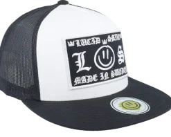 L&s Sweden Patch White/Black Flat Brim Trucker - Lucid Smile