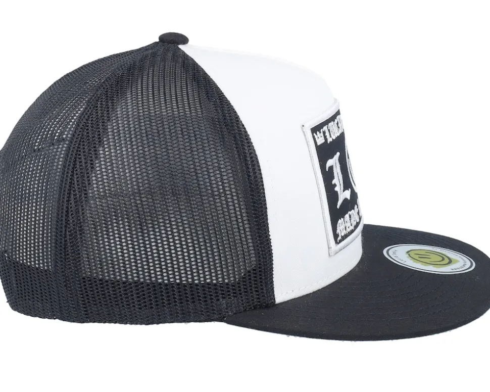 L&s Sweden Patch White/Black Flat Brim Trucker - Lucid Smile