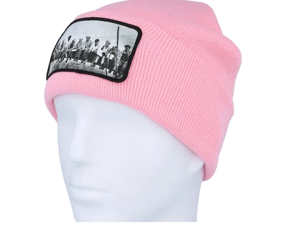 Lunch Atop A Skyscraper Beanie Classic Pink Cuff - Public Domain