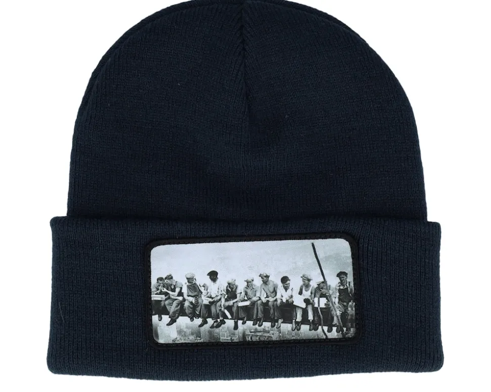 Lunch Atop A Skyscraper Beanie Classic Pink Cuff - Public Domain