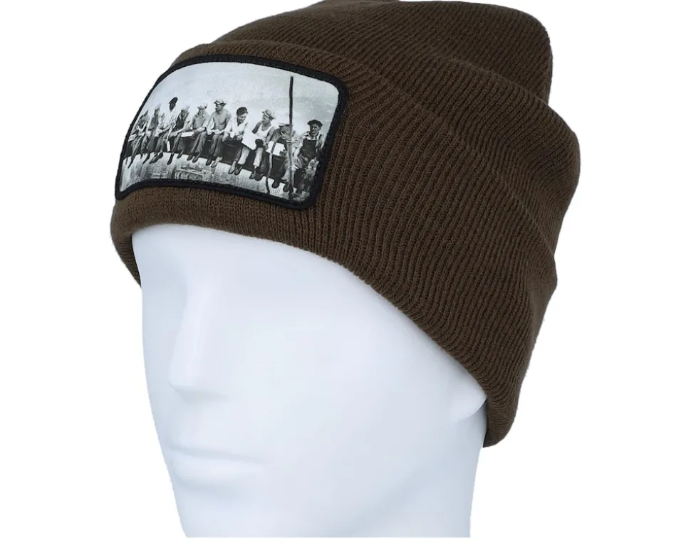 Lunch Atop A Skyscraper Beanie Chocolate Cuff - Public Domain