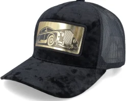 Luxury Car Gold Patch Velvet Black A-Frame Trucker - Calza Pennello