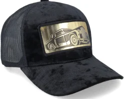 Luxury Car Gold Patch Velvet Black A-Frame Trucker - Calza Pennello