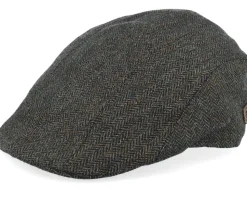 Maddy 42 Wool Cashmere Green Herringbone Flat Cap - MJM Hats