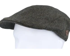 Maddy 42 Wool Cashmere Green Herringbone Flat Cap - MJM Hats