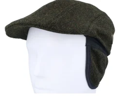 Maddy Ear Flap 32 Virgin Wool Loden Green Flat Cap - MJM Hats
