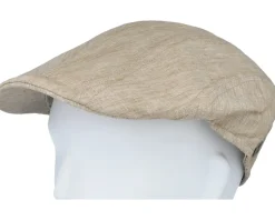Maddy Eco Linen Beige Flat Cap - MJM Hats