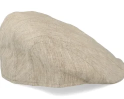 Maddy Eco Linen Beige Flat Cap - MJM Hats