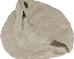 Maddy Eco Linen Beige Flat Cap - MJM Hats