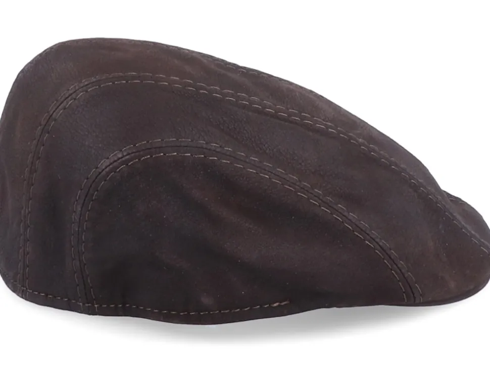 Maddy Nappa Wax Brown Flat Cap - MJM Hats