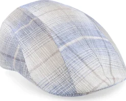 Maddy Organic Hemp/Linen Blue Check Flat Cap - MJM Hats