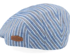 Maddy Organic Hemp/Linen Blue Stripe Flat Cap - MJM Hats