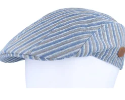 Maddy Organic Hemp/Linen Blue Stripe Flat Cap - MJM Hats