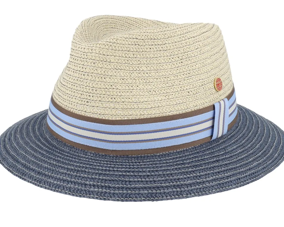 Maleo Paperbraid Beige/Navy Straw Hat - Mayser