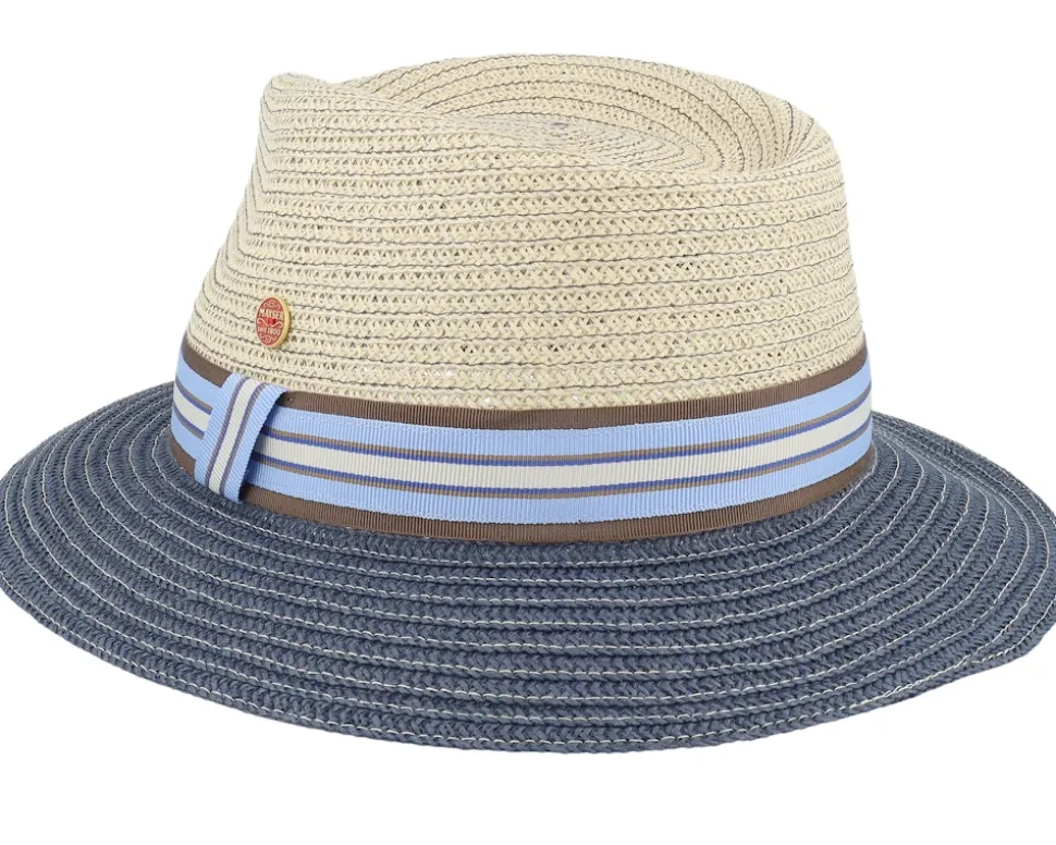 Maleo Paperbraid Beige/Navy Straw Hat - Mayser