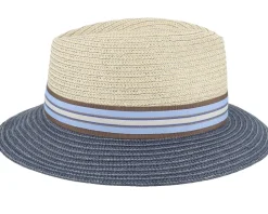 Maleo Paperbraid Beige/Navy Straw Hat - Mayser