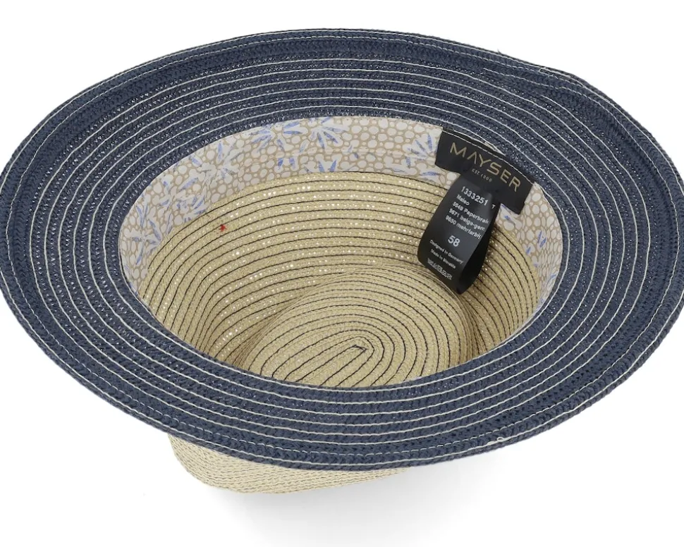 Maleo Paperbraid Beige/Navy Straw Hat - Mayser