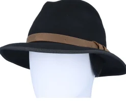 Marco El Wool W.p/Crushable Black Earflap Fedora - MJM Hats