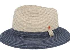 Mathis Paperbr Beige/navy Straw Hat - Mayser