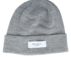Merino Patch Beanie Light Grey Melange Cuff - Les Deux
