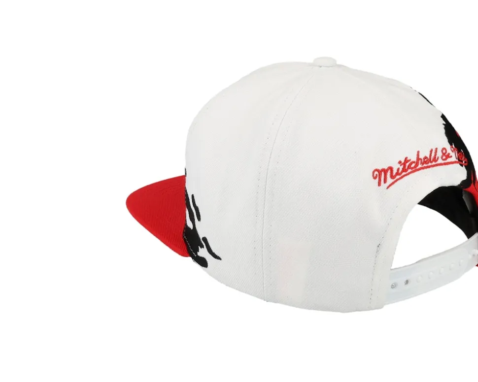 Miami Heat Paintbrush White/Red Snapback - Mitchell & Ness