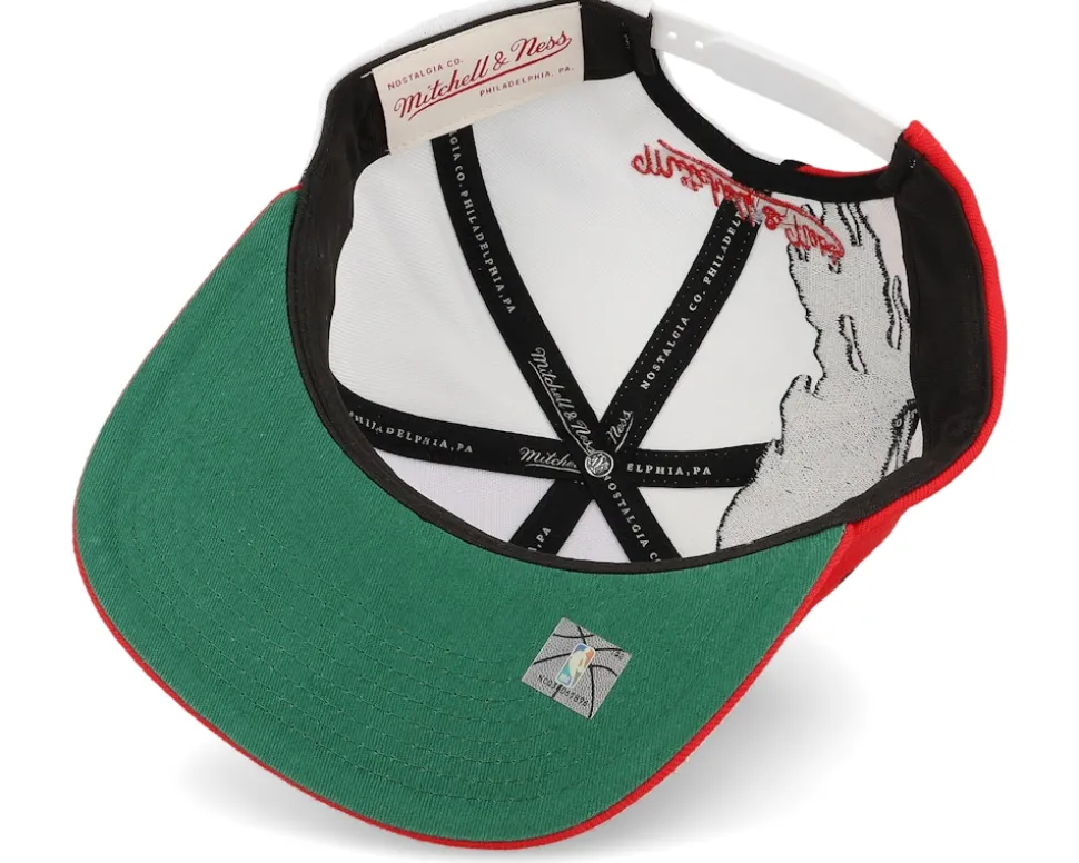 Miami Heat Paintbrush White/Red Snapback - Mitchell & Ness