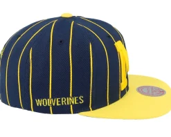 Michigan Wolverines Team Pin Navy/Yellow Snapback - Mitchell & Ness
