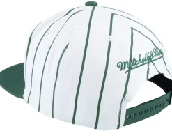 Milwaukee Bucks Retro Pinstripe White/Green Snapback - Mitchell & Ness
