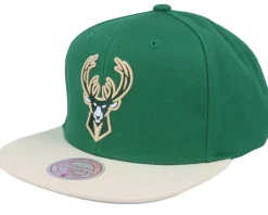 Milwaukee Bucks Team 2 Tone 2.0 Green/Tan Snapback - Mitchell & Ness