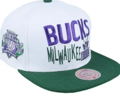 Milwaukee Bucks Toss Up White/Green Snapback - Mitchell & Ness