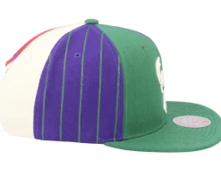 Milwaukee Bucks What The Pinstripe Green/Purple Sanpback - Mitchell & Ness