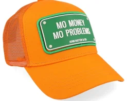 Mo Money Mo Problems Orange A-Frame Trucker - John Hatter & Co