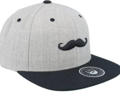 Mustache Logo Grey/Black Snapback - Bearded Man
