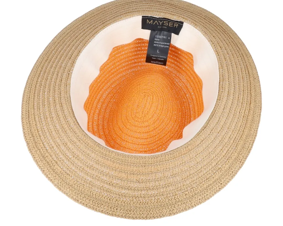 Nane Paperbraid Orange/Beige-gem Straw Hat - Mayser