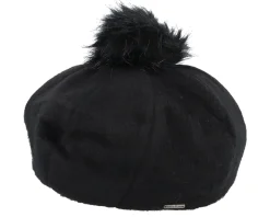 Natalie Oversized Black Pom Beret - Brixton