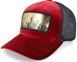 New York Gold Patch Velvet Red/Black A-frame Trucker - Calza Pennello