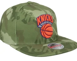 New York Knicks Tonal Camo Stretch Green Camo Fitted - Mitchell & Ness