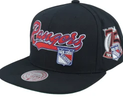New York Rangers Oversweep Vintage Black Snapback - Mitchell & Ness