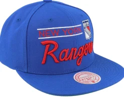 New York Rangers Retro Lock Up Blue Snapback - Mitchell & Ness