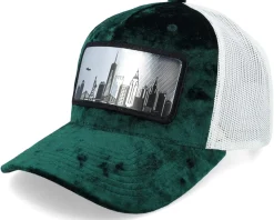 New York Silver Patch Velvet Green/Ivory A-Frame Trucker - Calza Pennello